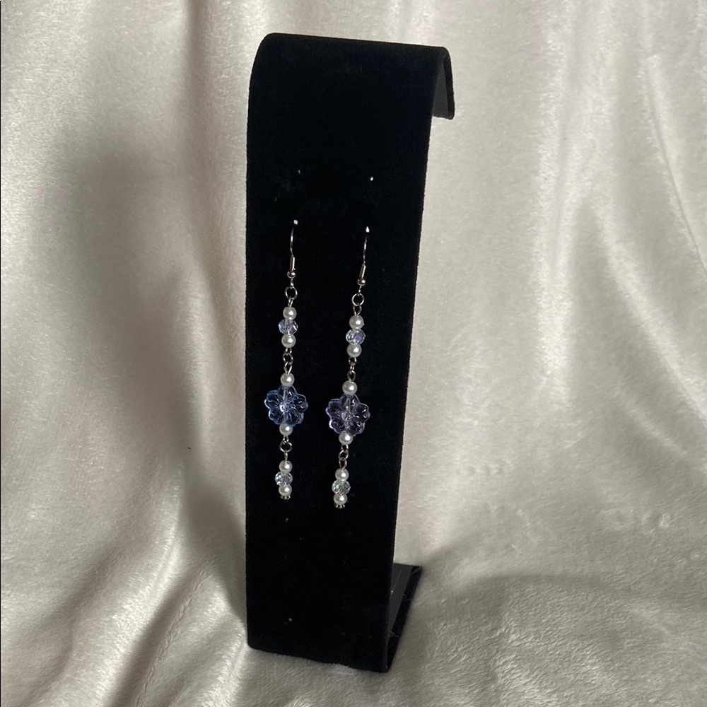Elegant Silver and Purple Drop Earrings